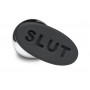 XR Brands - Butt Slut Metal & Silicone Butt Plug - Silver XR Brands - Butt Slut Metal & Silicone Butt Plug - Silver