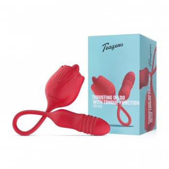 Teazers Rose Vibrator with Thrusting Dildo