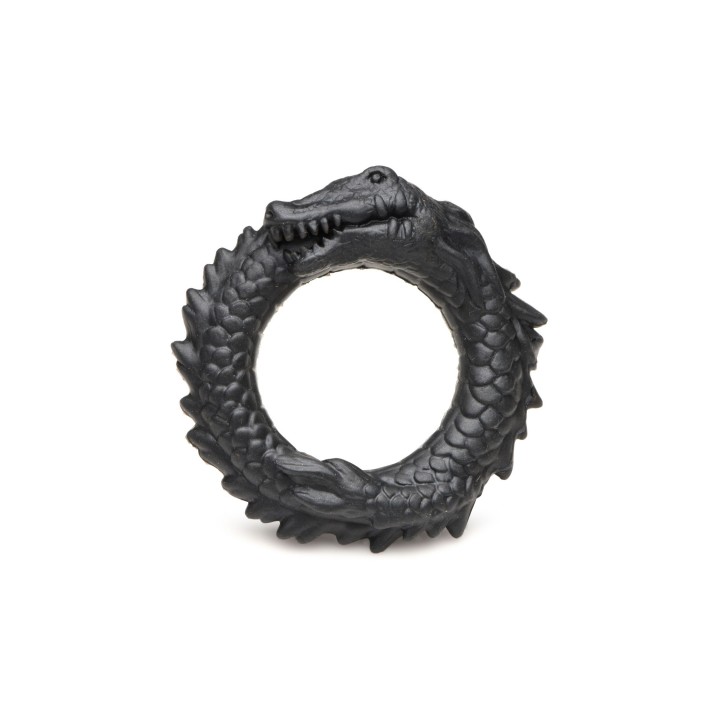 XR Brands - Black Caiman Silicone Cock Ring - Black - Creature Cocks