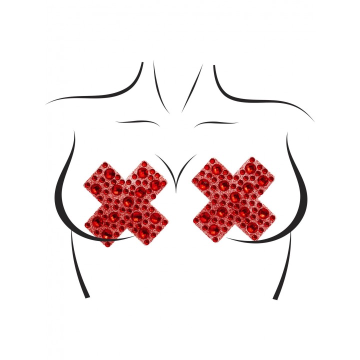 Leg Avenue - X-Factor Rhinestone Nipple Covers - Red - One Size