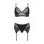 3 pc Lingerie-set Sanne -black animal - S