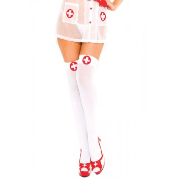 Nurse white cross thigh hi WHITERED