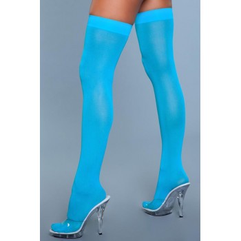 Thigh High Nylon Stockings - Turquoise