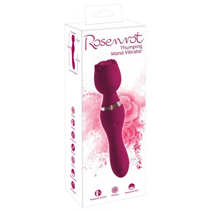 Vibrators Rosenrot Thumping Wand Vibrato, sarkans