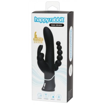 Trīskāršs Vibrators Happyrabbit, melns