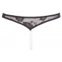 Rio String mežģīņu tanga biksītes ar pērlītēm sievietēm melnas M Cottelli LINGERIE