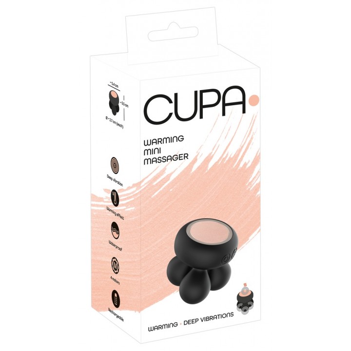 Vibrējošs, sildošs vibrators Cupa Warming Mini Massager, 5.5 cm, melns