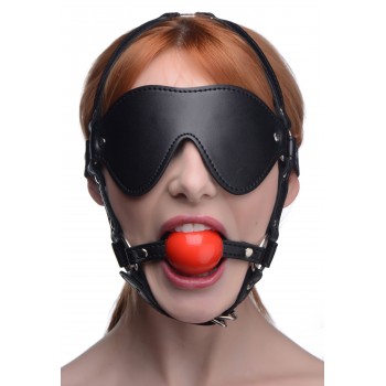 Kinky Adjustable Harness With Blindfold And Ball Gag