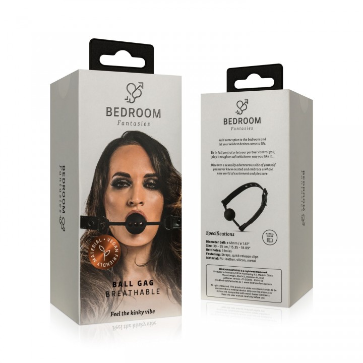 Breathable Silicone Ball Gag - Black - Bedroom Fantasies