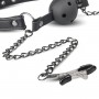 Open Ball Gag With Nipple Clamps