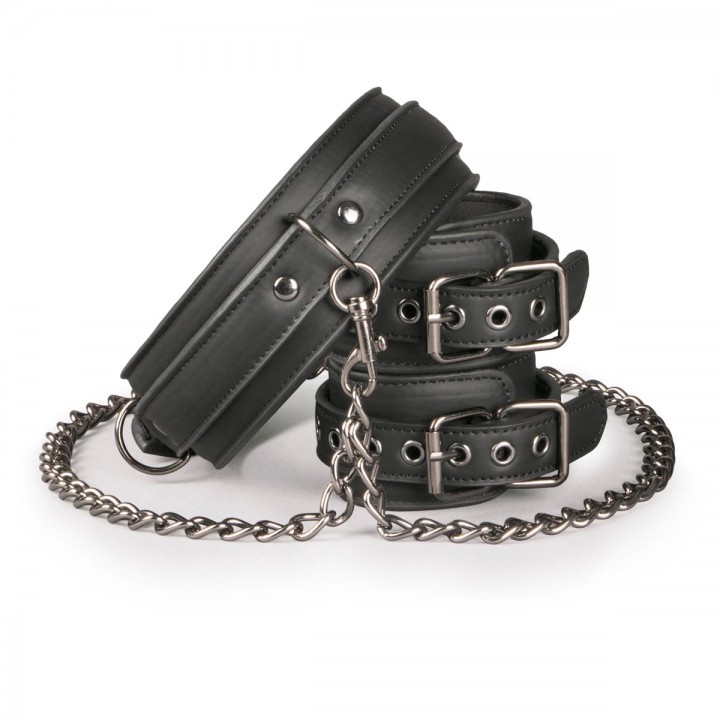 Leather Collar With Handcuffs - Easytoys Fetish Collection