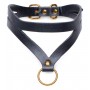 Bondage Baddie Collar With O-ring - Black/Gold - Master Series