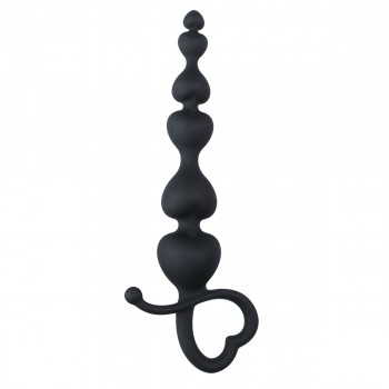 Black Anal Beads Heart Handle