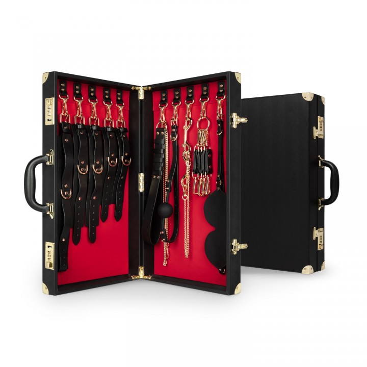 Bedroom Fantasies - Bondage Suitcase 13 Pcs - Cow Leather