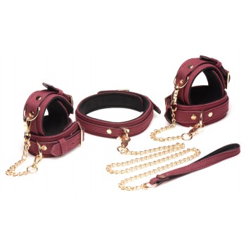 6 dalių BDSM komplektas, burgundiškas