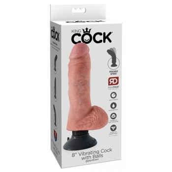 KING COCK 20.3 CM VIBRATING COCK WITH BALLS FLESH KING COCK 20.3 CM VIBRATING COCK WITH BALLS FLESH