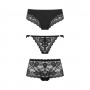 Underneath - Eden Set of 3 Panties - Black - L/XL