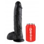 Dildo ar sēkliniekiem 25cm melns - King cock