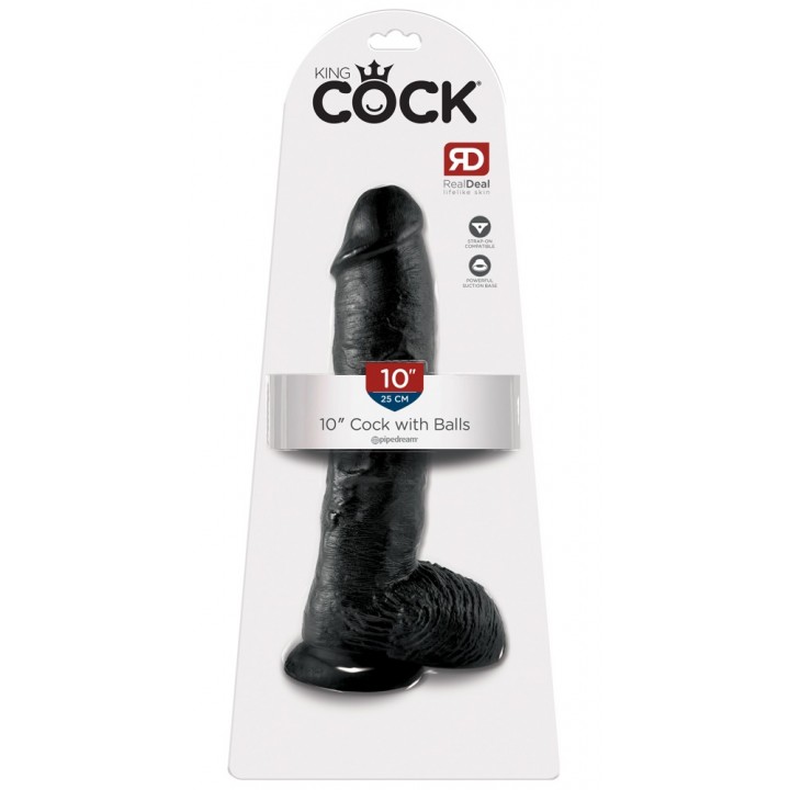 Dildo ar sēkliniekiem 25cm melns - King cock