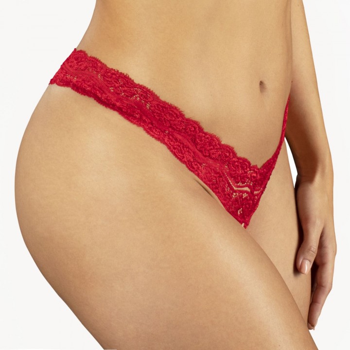 Underneath - Kyra Crotchless Thong - Red - L/XL