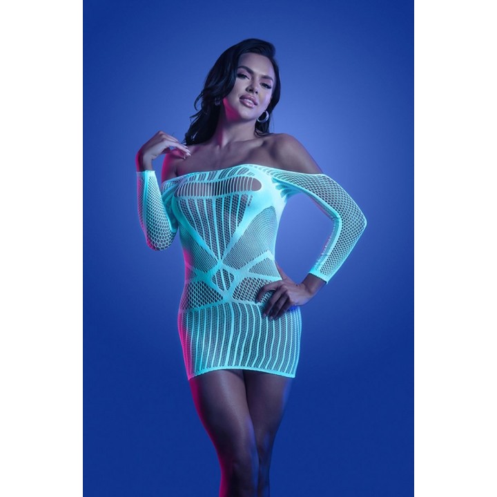 Fantasy Lingerie - Ascension Long Sleeve Dress - White/Blue - One Size