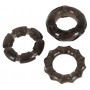 Elastīgi dzimumlocekļa gredzeni ar reljefu, 3 gab., TPE, dūmakaini, 2,4-2,6 cm, You2Toys