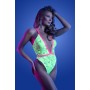 SPOTLIGHT - Contrast Elastic Lace Body with Snap Closure - Neon Green - Queen Size