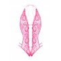 Lace open crotch body Renee- pink - L/XL