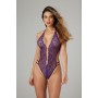 Lace open crotch body Renee- purple - L/XL