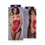 Wetlook Body with open crotch/cups Mistique -red - L/XL - Christine