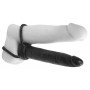 Dubultais strap-ons pāriem ar gredzenu, melns 15,5 cm Pipedream