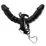 Vibrējošs dubultais strap-on pāriem melns 30 cm Pipedream