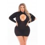 DEVILISH BACKLESS DRESS BLACK, PLUS SIZE