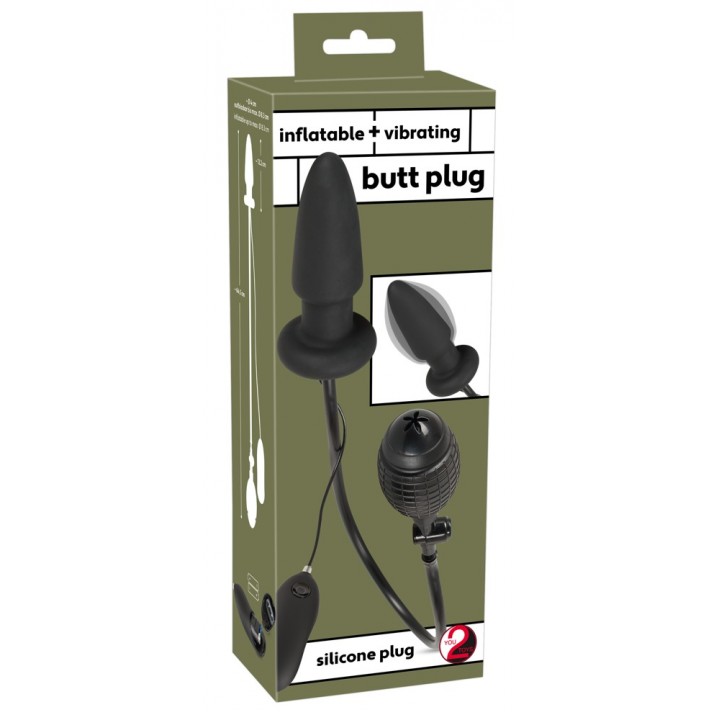 Piepūšams vibrējošs anālais stimulators, melns